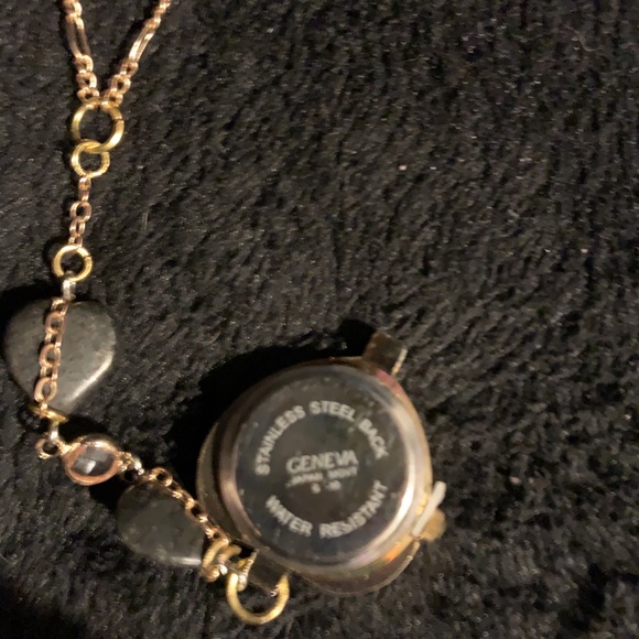 Original One of a Kind Hematite Heart and Gold Chain Clock Drop Necklace - Picture 11 of 15